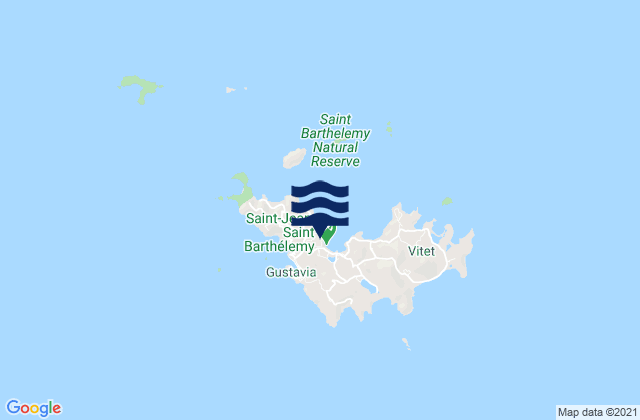Carte des horaires des marées pour St-Jean, U.S. Virgin Islands