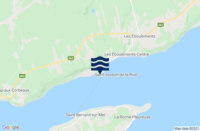Carte des horaires des marées pour St-Joseph-de-la-Rive, Canada
