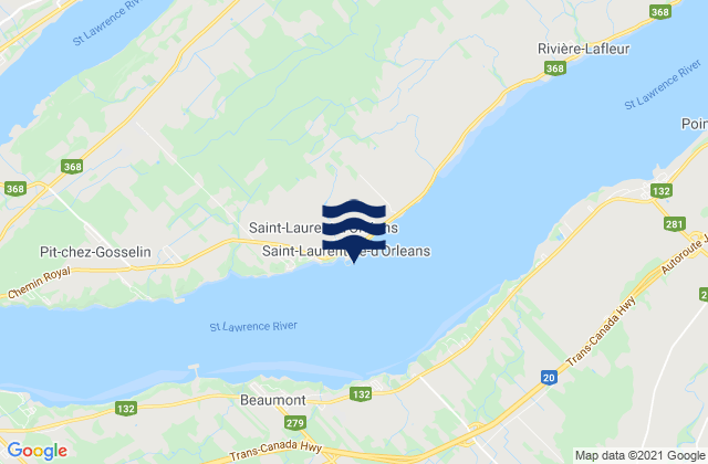 Carte des horaires des marées pour St-Laurent-Ile-Dorleans, Canada