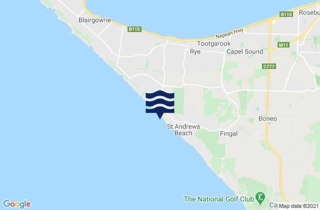 Carte des horaires des marées pour St Andrews, Australia