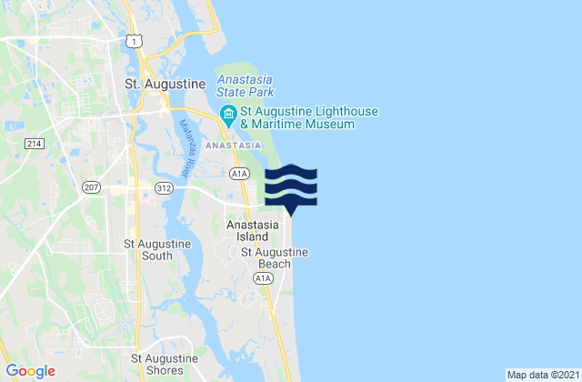 Carte des horaires des marées pour St Augustine Beach Pier, United States