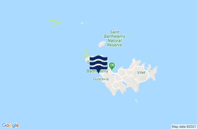 Carte des horaires des marées pour St Barthelemy, U.S. Virgin Islands