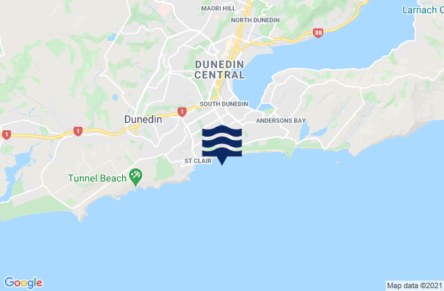 Carte des horaires des marées pour St Clair Beach Dunedin, New Zealand