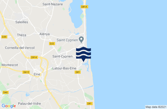 Carte des horaires des marées pour St Cyprien, France