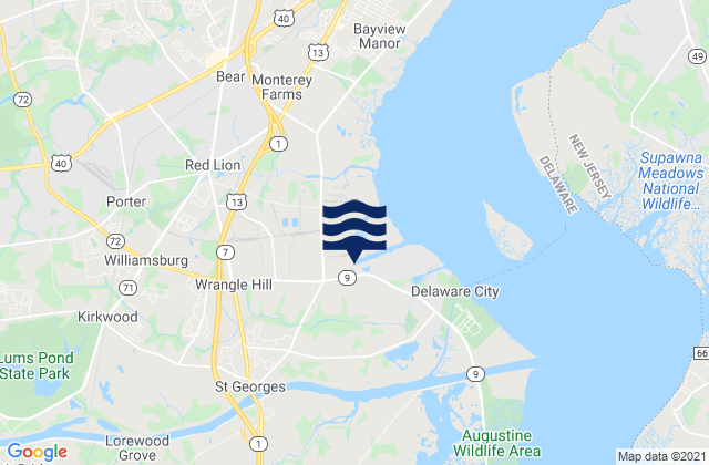 Carte des horaires des marées pour St Georges Delaware, United States