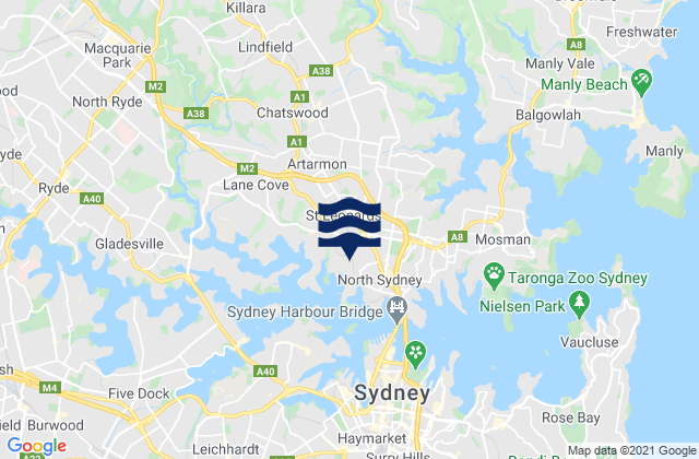 Carte des horaires des marées pour St Leonards, Australia