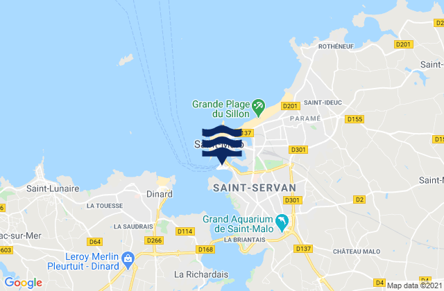 Carte des horaires des marées pour St Malo Port, France