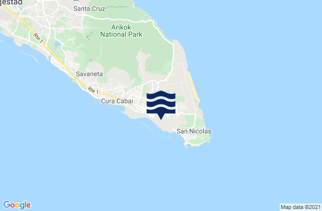 Carte des horaires des marées pour St Nicolaas Bay Aruba, Venezuela