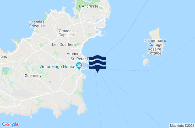 Carte des horaires des marées pour St Peter Port Guernsey Island, France