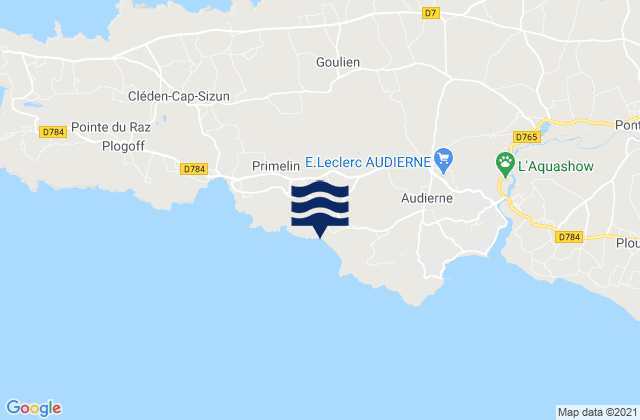 Carte des horaires des marées pour St Tugen, France