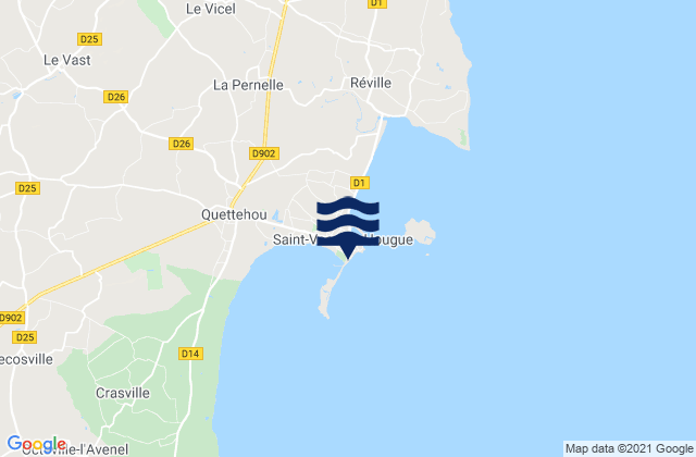 Carte des horaires des marées pour St Vaast la Hougue, France