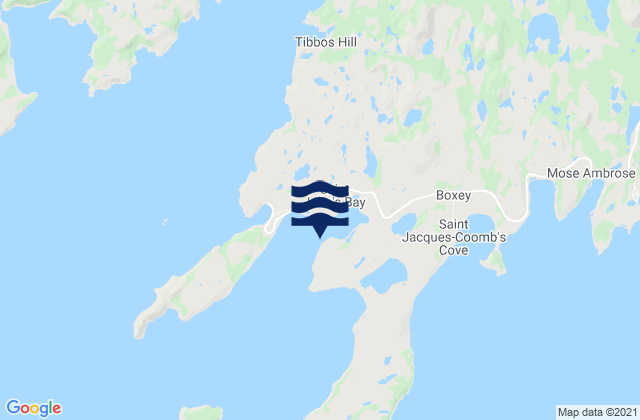 Carte des horaires des marées pour St. John's Harbour, Canada