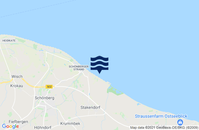 Carte des horaires des marées pour Stakendorf, Germany