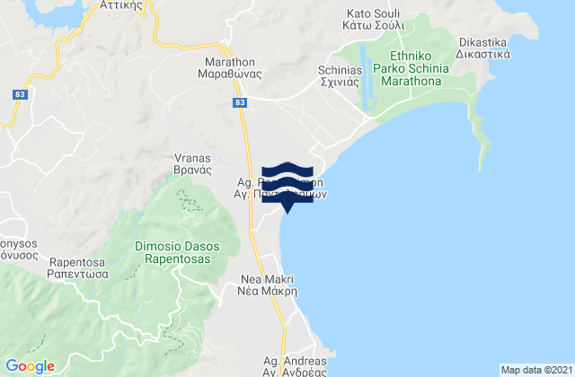 Carte des horaires des marées pour Stamáta, Greece