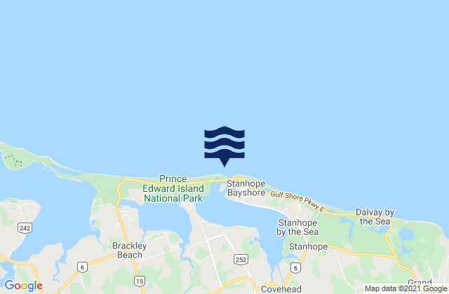 Carte des horaires des marées pour Stanhope Beach, Canada