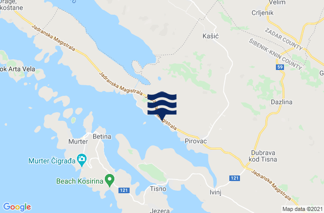 Carte des horaires des marées pour Stankovci, Croatia