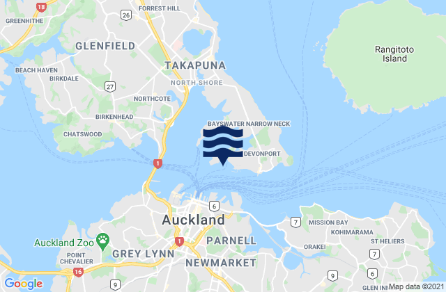 Carte des horaires des marées pour Stanley Bay, New Zealand
