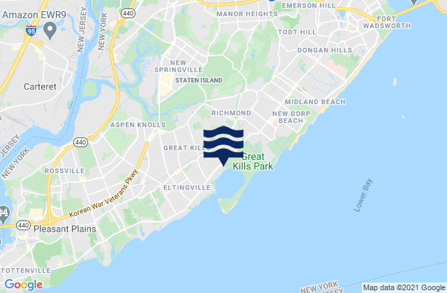 Carte des horaires des marées pour Staten Island, United States