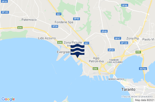 Carte des horaires des marées pour Statte, Italy