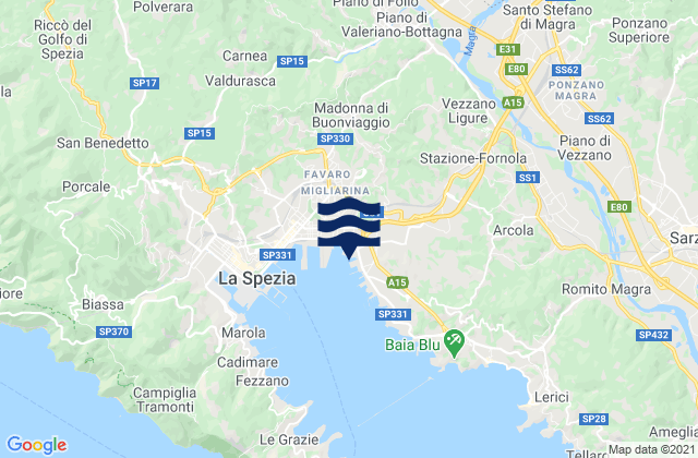 Carte des horaires des marées pour Stazione-Fornola, Italy
