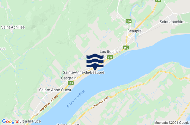 Carte des horaires des marées pour Ste-Anne-De-Beaupr, Canada