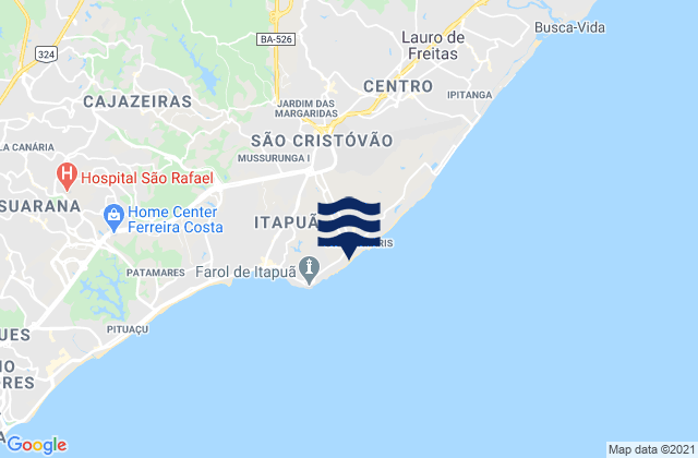 Carte des horaires des marées pour Stela Maris, Brazil