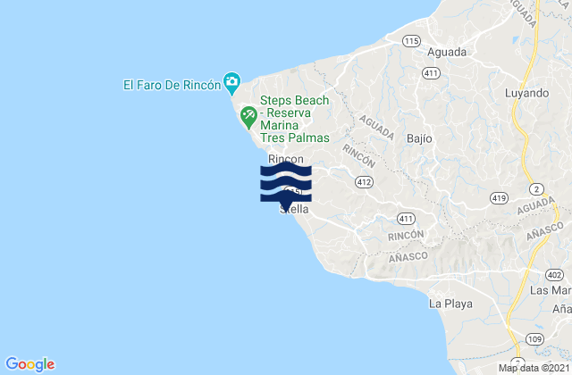 Carte des horaires des marées pour Stella, Puerto Rico