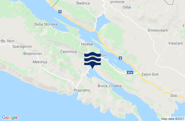 Carte des horaires des marées pour Ston, Croatia