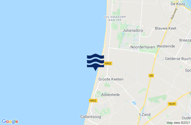Carte des horaires des marées pour Strandslag Groote Keeten, Netherlands