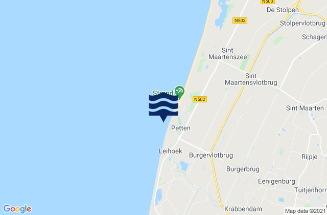 Carte des horaires des marées pour Strandslag Petten, Netherlands