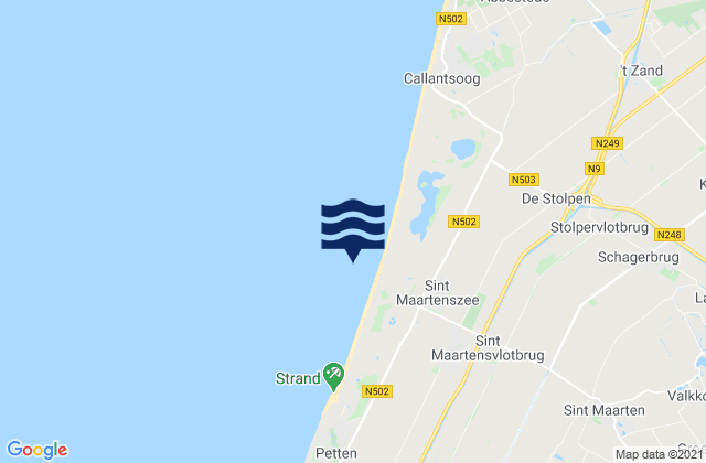 Carte des horaires des marées pour Strandslag Sint Maartenszee, Netherlands