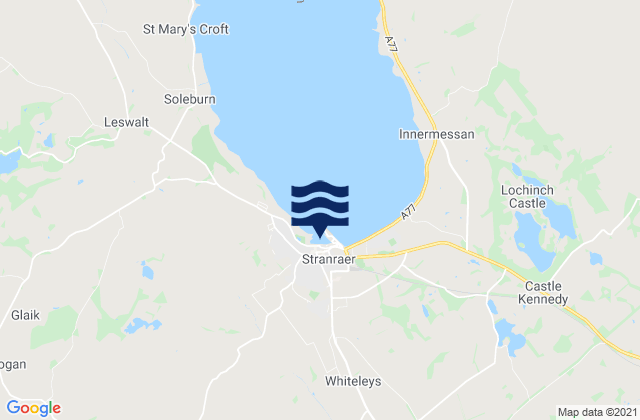 Carte des horaires des marées pour Stranraer, United Kingdom