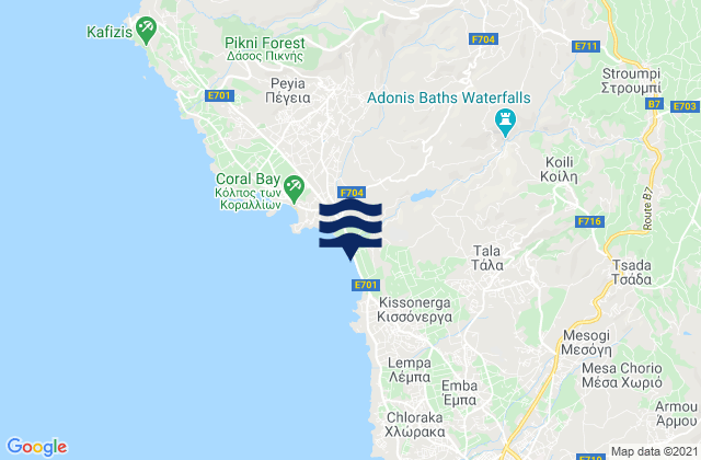 Carte des horaires des marées pour Stroumpí, Cyprus