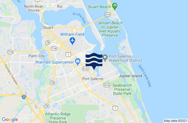 Carte des horaires des marées pour Stuart Public Beach, United States