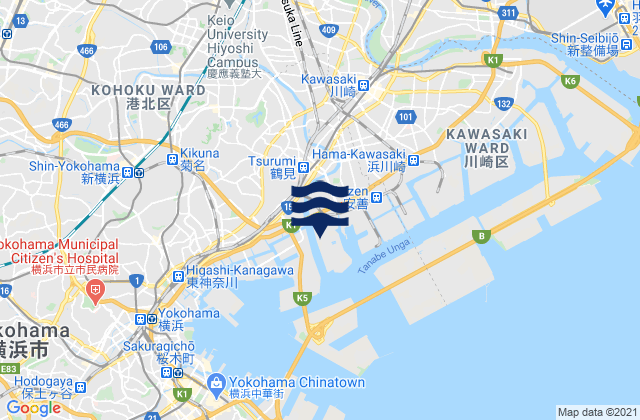 Carte des horaires des marées pour Suehiro (Turumi), Japan