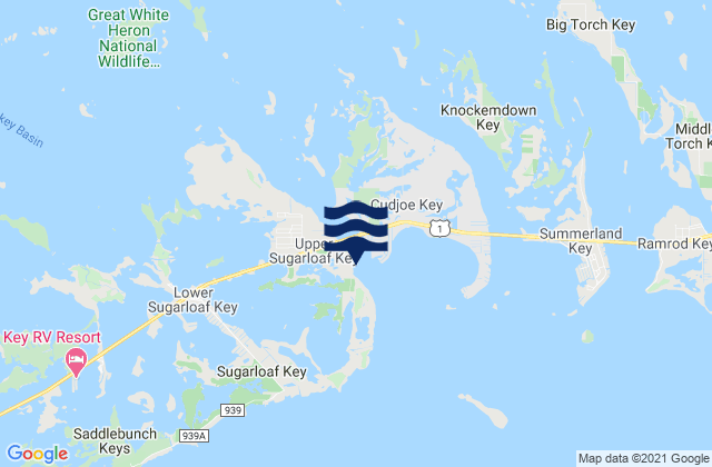 Carte des horaires des marées pour Sugarloaf Key (Pirates Cove), United States