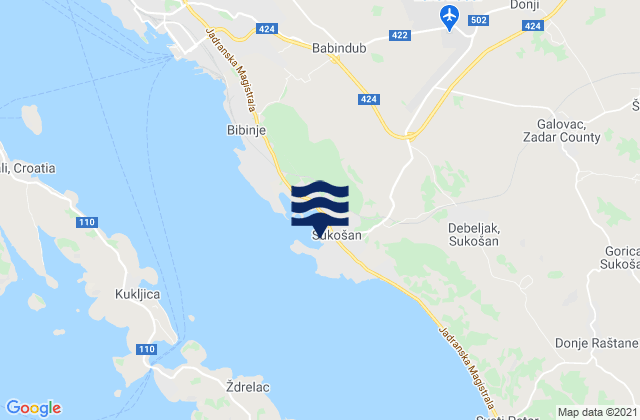 Carte des horaires des marées pour Sukošan, Croatia