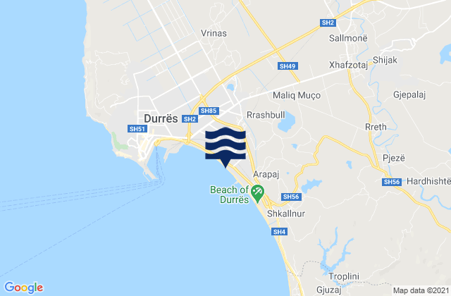 Carte des horaires des marées pour Sukth, Albania
