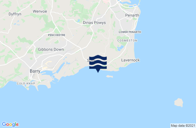Carte des horaires des marées pour Sully Bay, United Kingdom
