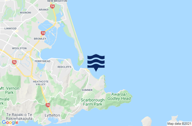 Carte des horaires des marées pour Sumner, New Zealand