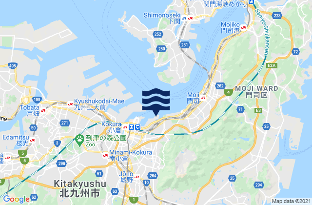 Carte des horaires des marées pour Sunatu, Japan