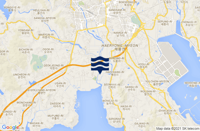 Carte des horaires des marées pour Sunchun, South Korea