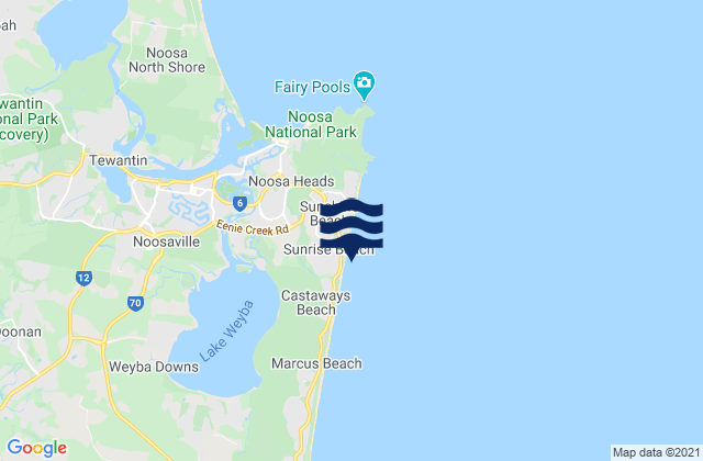 Carte des horaires des marées pour Sunrise Beach, Australia