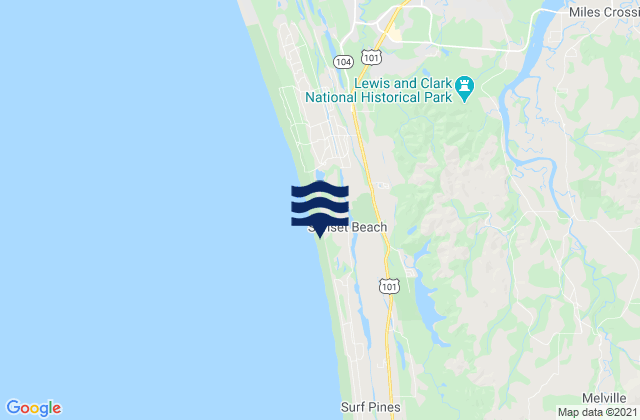 Carte des horaires des marées pour Sunset Beach Gearhart , United States