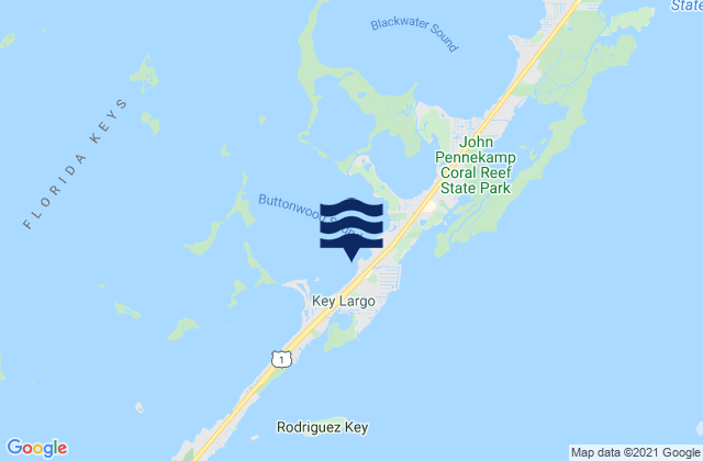 Carte des horaires des marées pour Sunset Cove Key Largo Buttonwood Sound, United States