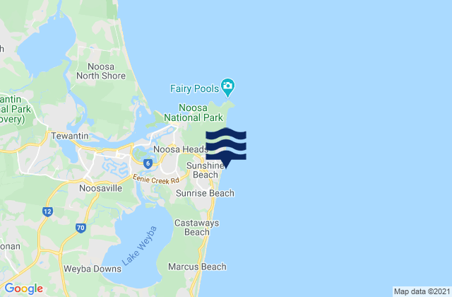 Carte des horaires des marées pour Sunshine Beach, Australia