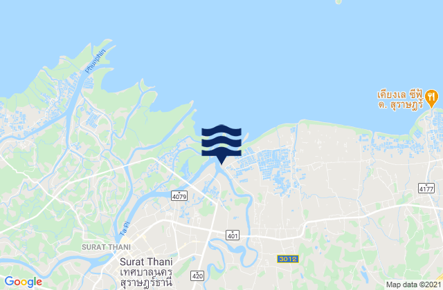 Carte des horaires des marées pour Surat Thani, Thailand
