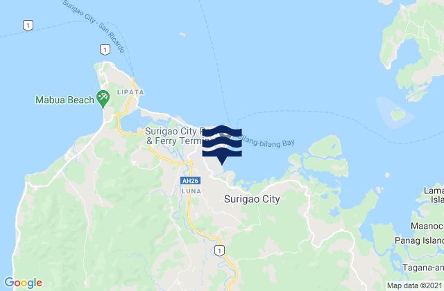 Carte des horaires des marées pour Surigao City, Philippines