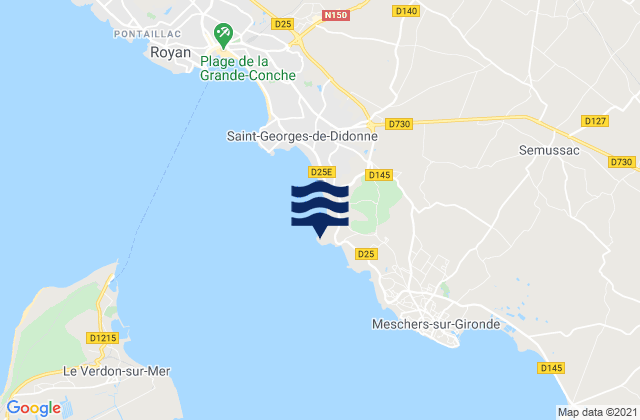 Carte des horaires des marées pour Suzac, France