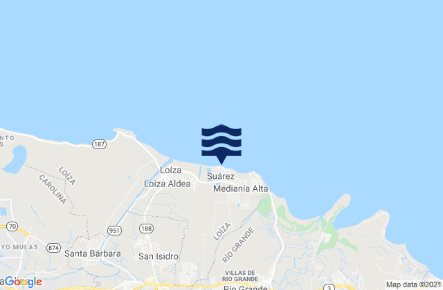 Carte des horaires des marées pour Suárez, Puerto Rico
